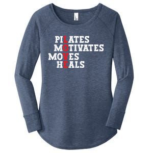 Pilates Motivates Moves Heals Love Exercise Workout Fitness Cool Gift Women's Perfect Tri Tunic Long Sleeve Shirt