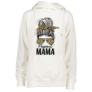 Pageant Mama Messy Bun Leopard Beauty Contest Funny Mom Womens Funnel Neck Pullover Hood