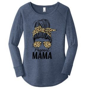 Pageant Mama Messy Bun Leopard Beauty Contest Funny Mom Women's Perfect Tri Tunic Long Sleeve Shirt