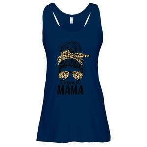 Pageant Mama Messy Bun Leopard Beauty Contest Funny Mom Ladies Essential Flowy Tank