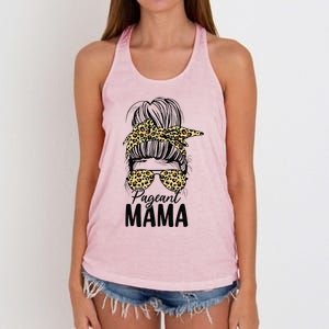 Pageant Mama Messy Bun Leopard Beauty Contest Funny Mom Women's Knotted Racerback Tank