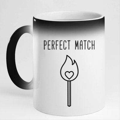 Perfect Match Minimalistic Valentines Day Pun Gift 11oz Black Color Changing Mug