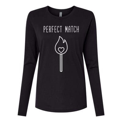 Perfect Match Minimalistic Valentines Day Pun Gift Womens Cotton Relaxed Long Sleeve T-Shirt