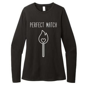 Perfect Match Minimalistic Valentines Day Pun Gift Womens CVC Long Sleeve Shirt