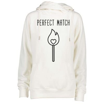 Perfect Match Minimalistic Valentines Day Pun Gift Womens Funnel Neck Pullover Hood