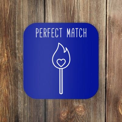 Perfect Match Minimalistic Valentines Day Pun Gift Coaster