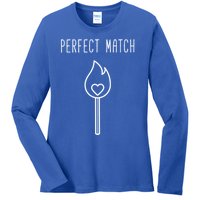 Perfect Match Minimalistic Valentines Day Pun Gift Ladies Long Sleeve Shirt