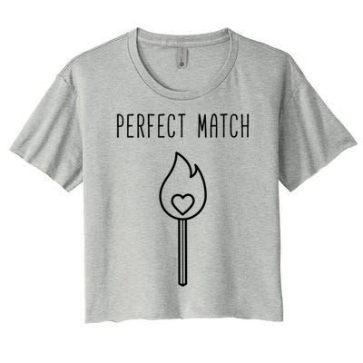 Perfect Match Minimalistic Valentines Day Pun Gift Women's Crop Top Tee