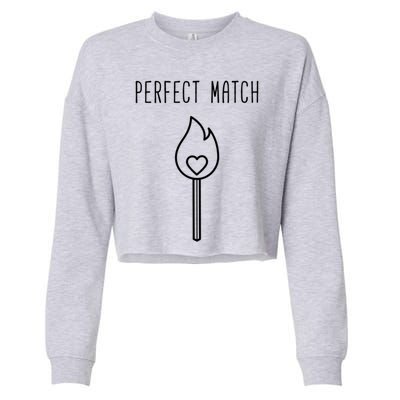 Perfect Match Minimalistic Valentines Day Pun Gift Cropped Pullover Crew