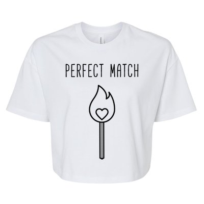 Perfect Match Minimalistic Valentines Day Pun Gift Bella+Canvas Jersey Crop Tee