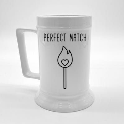 Perfect Match Minimalistic Valentines Day Pun Gift Beer Stein