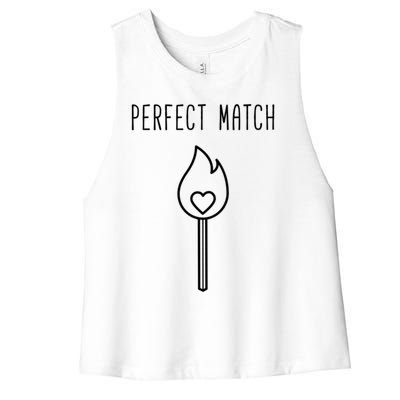 Perfect Match Minimalistic Valentines Day Pun Gift Women's Racerback Cropped Tank