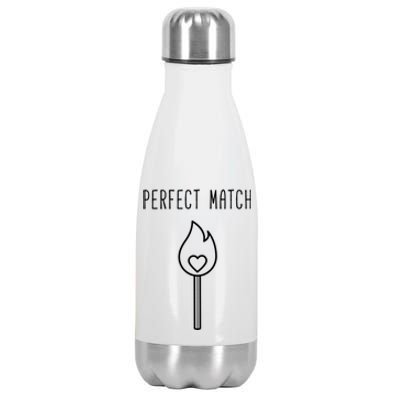 Perfect Match Minimalistic Valentines Day Pun Gift Stainless Steel Insulated Water Bottle