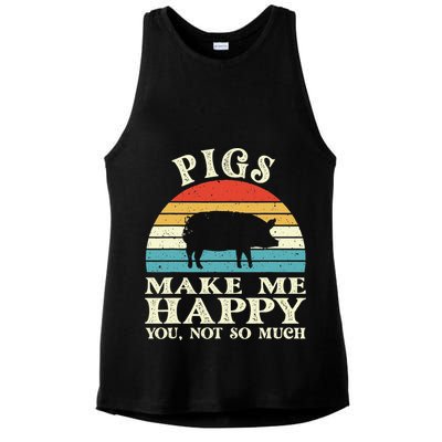Pigs Make Me Happy You Not So Much Pig Lover Farming Farmer Ladies PosiCharge Tri-Blend Wicking Tank