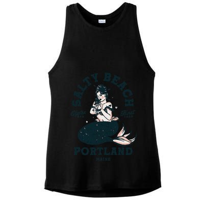 Portland Maine Mermaid Maine Lobster Oyster Mermaids Ladies PosiCharge Tri-Blend Wicking Tank