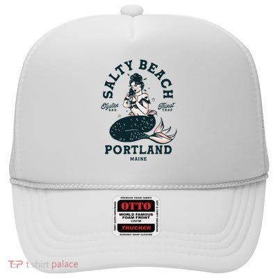 Portland Maine Mermaid Maine Lobster Oyster Mermaids High Crown Mesh Back Trucker Hat