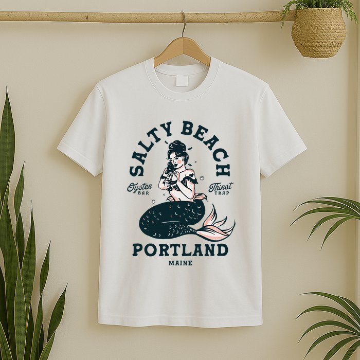 Portland Maine Mermaid Maine Lobster Oyster Mermaids T-Shirt
