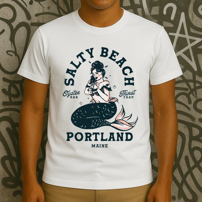 Portland Maine Mermaid Maine Lobster Oyster Mermaids T-Shirt