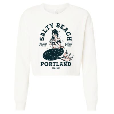 Portland Maine Mermaid Maine Lobster Oyster Mermaids Cropped Pullover Crew