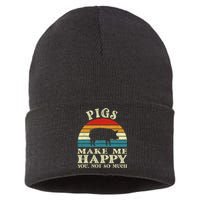 Pigs Make Me Happy You Not So Much Pig Lover Farming Farmer Sustainable Knit Beanie