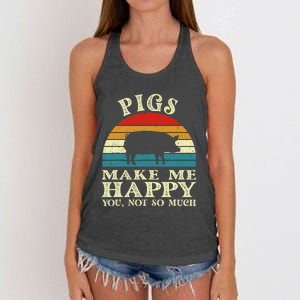 Pigs Make Me Happy You Not So Much Pig Lover Farming Farmer Women's Knotted Racerback Tank