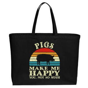 Pigs Make Me Happy You Not So Much Pig Lover Farming Farmer Cotton Canvas Jumbo Tote