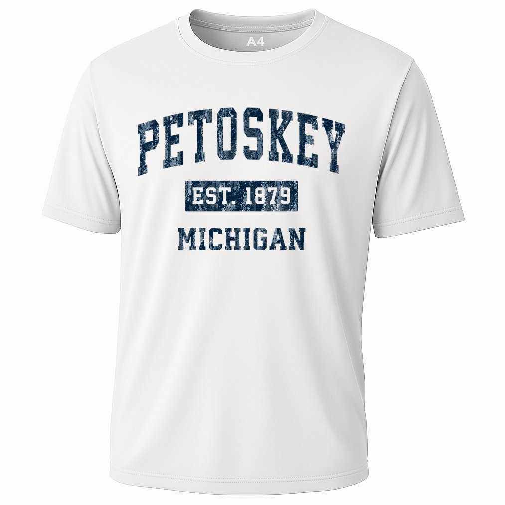 Petoskey Michigan Mi Vintage Sports Cooling Performance Crew T-Shirt