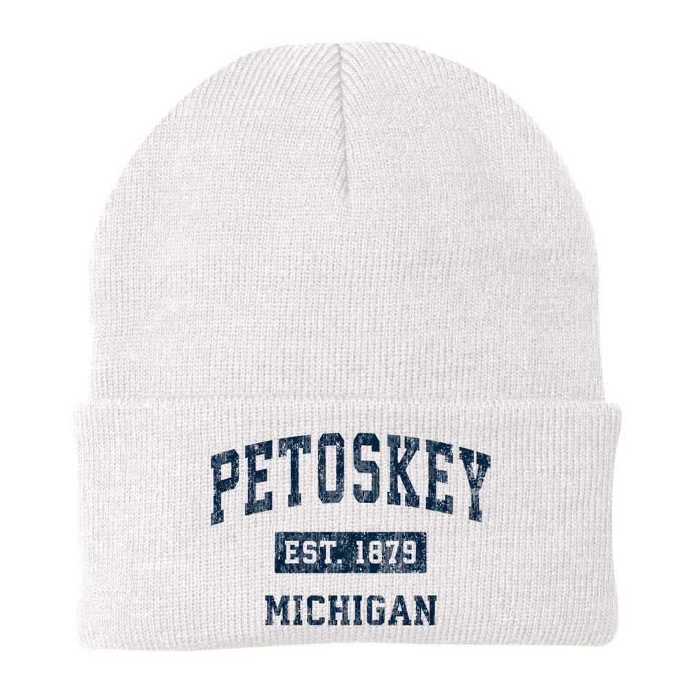 Petoskey Michigan Mi Vintage Sports Beanie