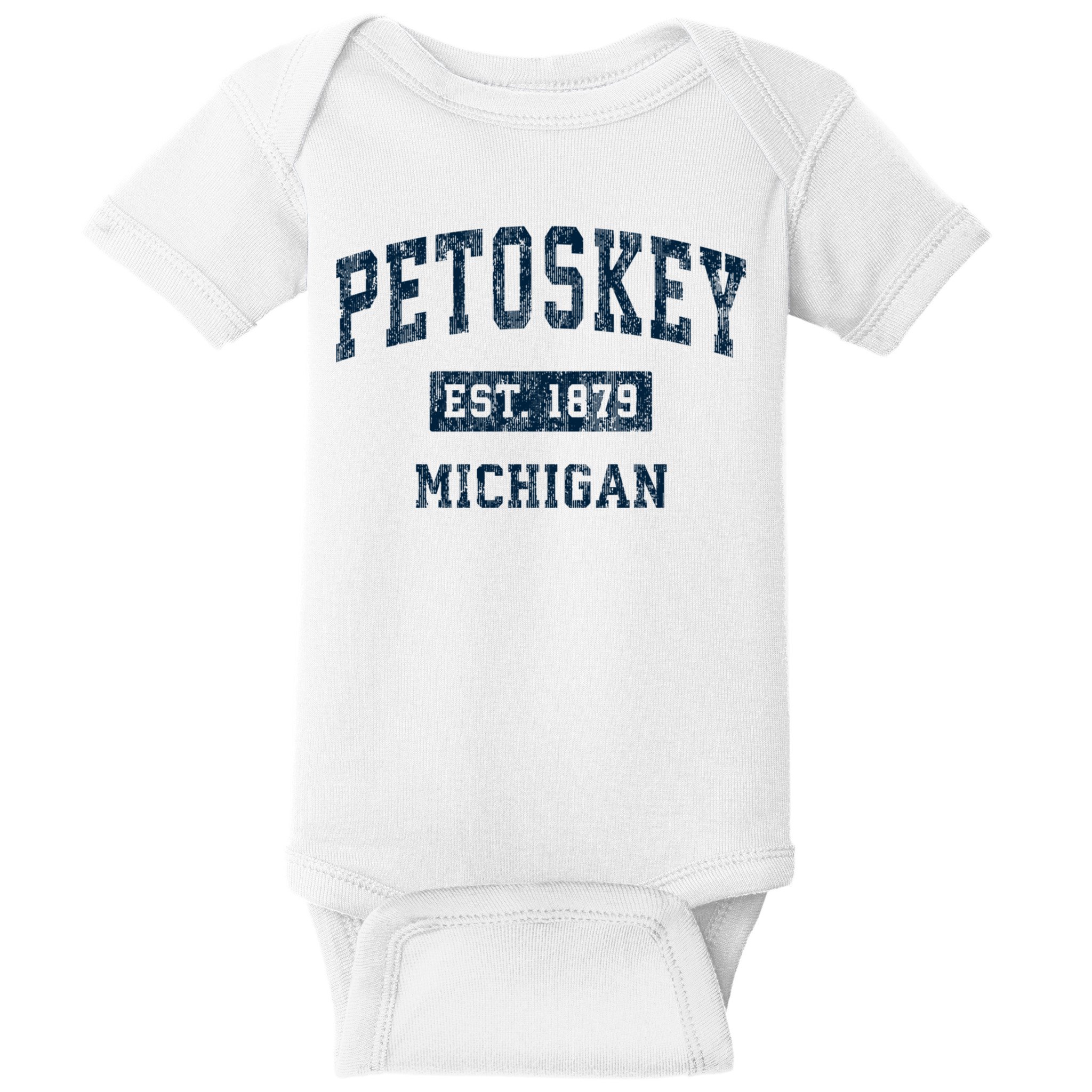 Petoskey Michigan Mi Vintage Sports Baby Bodysuit