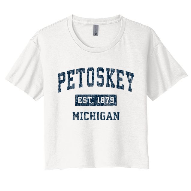 Petoskey Michigan Mi Vintage Sports Women's Crop Top Tee