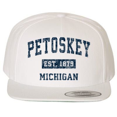 Petoskey Michigan Mi Vintage Sports Wool Snapback Cap