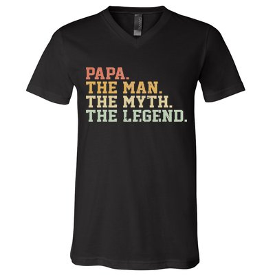 Papa Man Myth Legend For Funny Father Gift V-Neck T-Shirt
