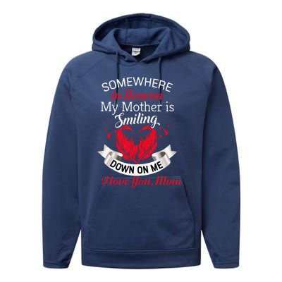 Proud My Mother In Heaven Happy Mother Day Proud Of Mother Performance Fleece Hoodie