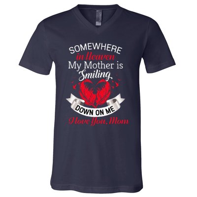 Proud My Mother In Heaven Happy Mother Day Proud Of Mother V-Neck T-Shirt