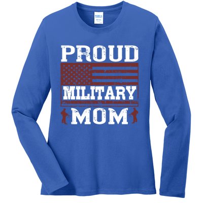 Proud Military Mom Us Military Happy Veterans Day Gift Ladies Long Sleeve Shirt