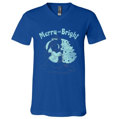 Precious Mots Merry And Bright Christmas Tree Cool Gift V-Neck T-Shirt