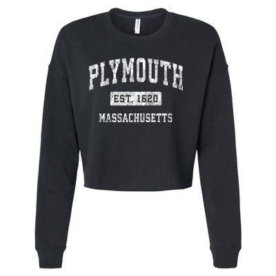 Plymouth Massachusetts Ma Vintage Established Sports Cropped Pullover Crew
