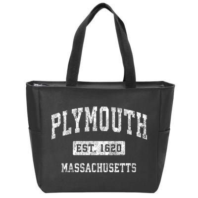 Plymouth Massachusetts Ma Vintage Established Sports Zip Tote Bag