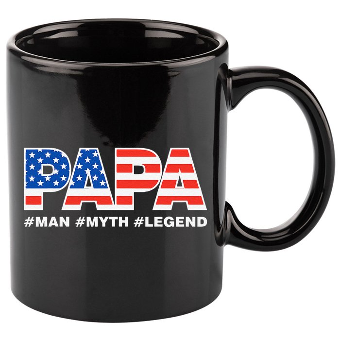 PAPA MAN MYTH LEGEND Dad Father Funny Fathers Day 11oz C Handle Ceramic Mug