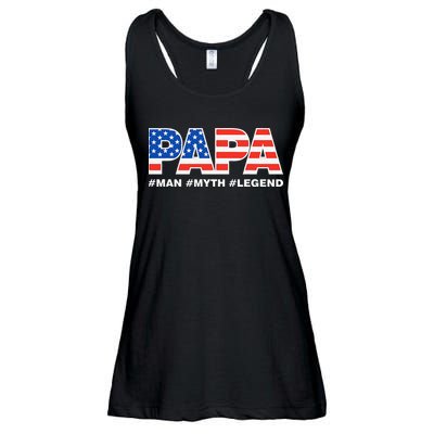 PAPA MAN MYTH LEGEND Dad Father Funny Fathers Day Ladies Essential Flowy Tank