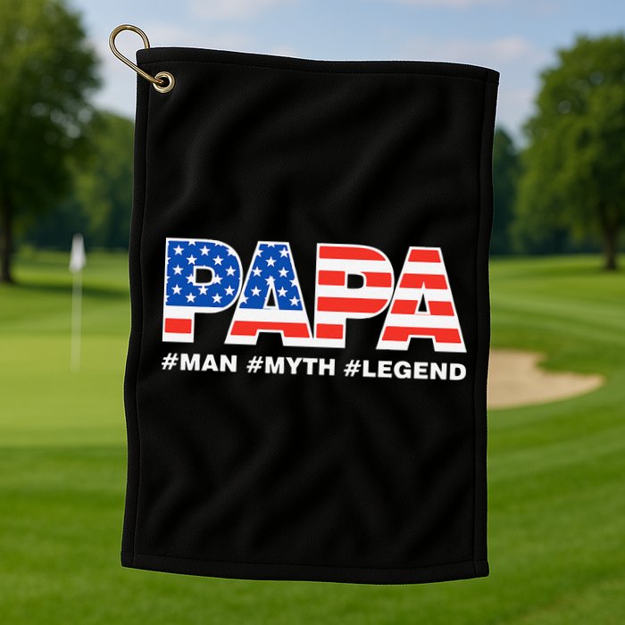 PAPA MAN MYTH LEGEND Dad Father Funny Fathers Day Golf Towel