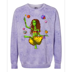 Psychedelic Magic Mushroom Alien Yoga Meditation Spiritual Cool Gift Colorblast Crewneck Sweatshirt