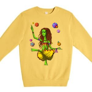 Psychedelic Magic Mushroom Alien Yoga Meditation Spiritual Cool Gift Premium Crewneck Sweatshirt