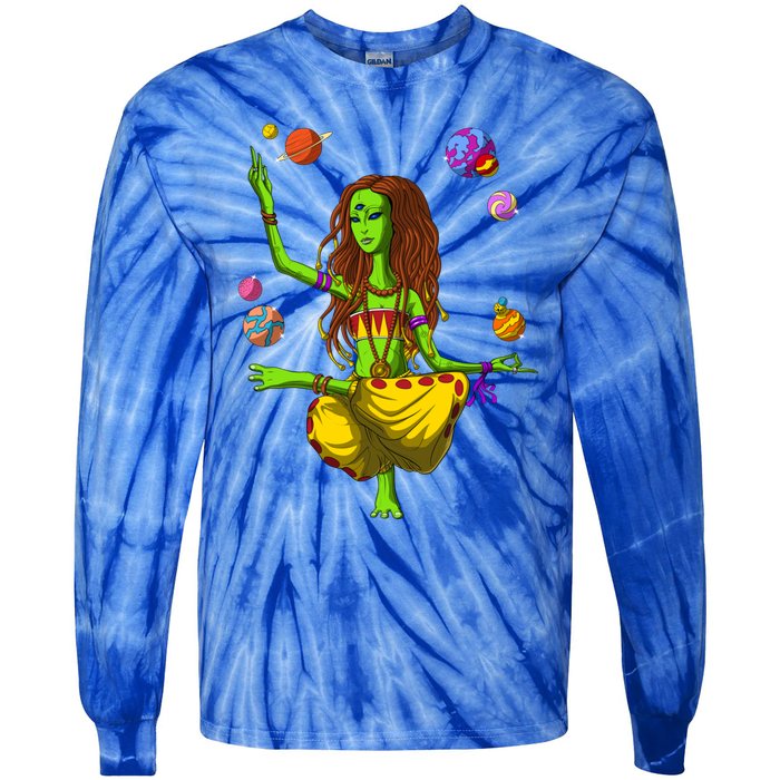 Psychedelic Magic Mushroom Alien Yoga Meditation Spiritual Cool Gift Tie-Dye Long Sleeve Shirt