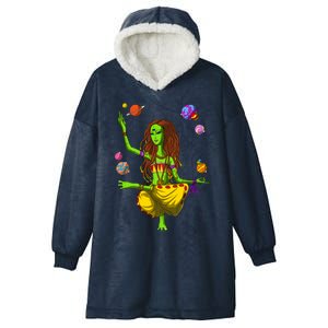 Psychedelic Magic Mushroom Alien Yoga Meditation Spiritual Cool Gift Hooded Wearable Blanket