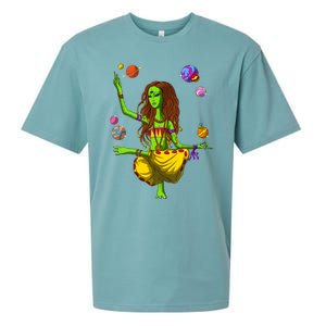 Psychedelic Magic Mushroom Alien Yoga Meditation Spiritual Cool Gift Sueded Cloud Jersey T-Shirt