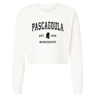 Pascagoula Mississippi Ms Vintage Established Athletic Sports Design Cropped Pullover Crew