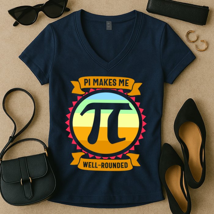 Pie Makes Me Well Rounded Pie Day 3.14 Women's V-Neck T-Shirt