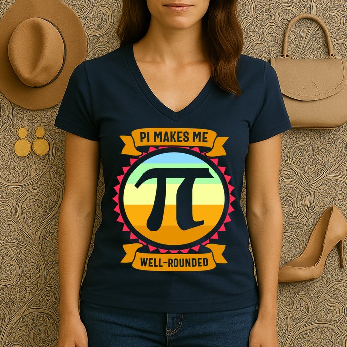Pie Makes Me Well Rounded Pie Day 3.14 Women's V-Neck T-Shirt