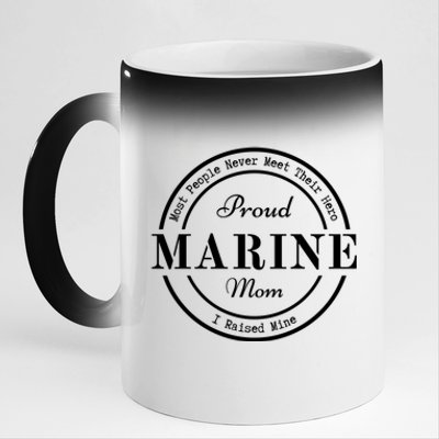 Proud Marine Mom Great Gift 11oz Black Color Changing Mug